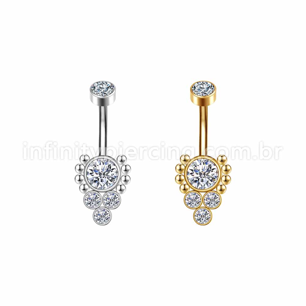Piercing Banana Aço Cirúrgico Indiano Strass